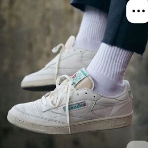 Reebok White Green Club C Revenge Sneakers